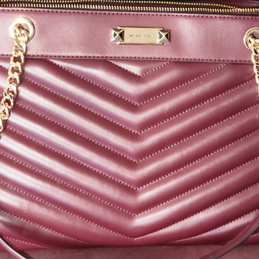 Michael Kors Burgundy Quilted Shoulder Bag